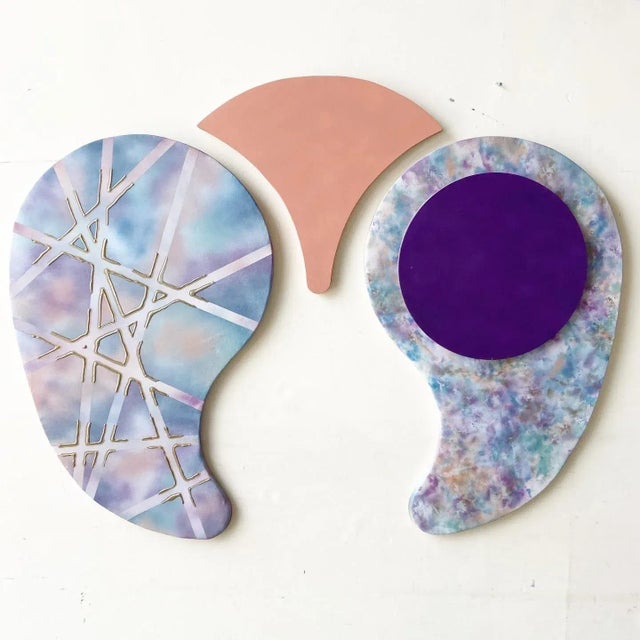 Paint Postmodern Abstract Painted Wall Art - 3 Pieces For Sale - Image 7 of 7