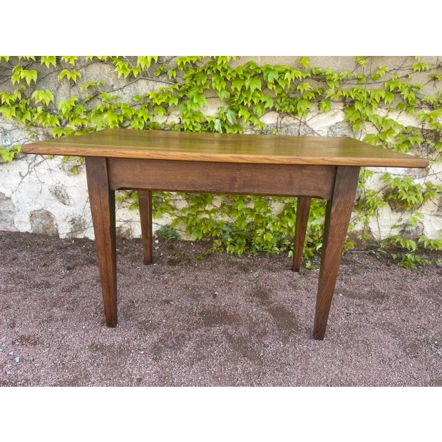 Rustic Solid Oak Table with 2 Drawers For Sale - Image 11 of 18