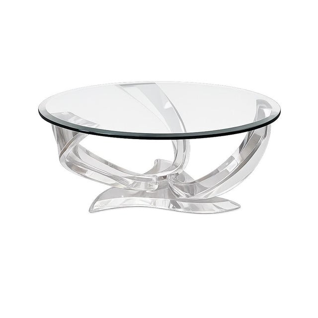 Postmodern Sculptural 'Cyclone' Coffee Table in Lucite & Glass by Shlomi Haziza, 1980s For Sale - Image 3 of 15