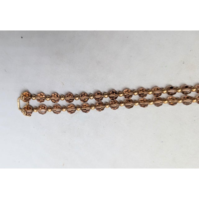 Vintage 1960s Signed Napier 2-Strand Goldtone Faux-Topaz Beaded Bracelet For Sale In Philadelphia - Image 6 of 8