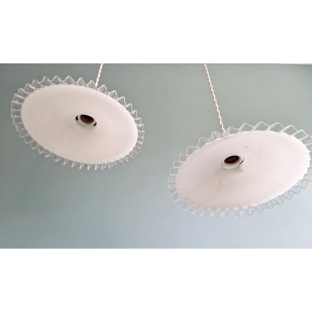 Metal Suspension Light in White White Opaline, 1930s For Sale - Image 7 of 17