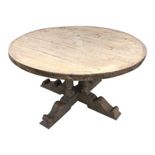 Distressed Pine Round Table For Sale