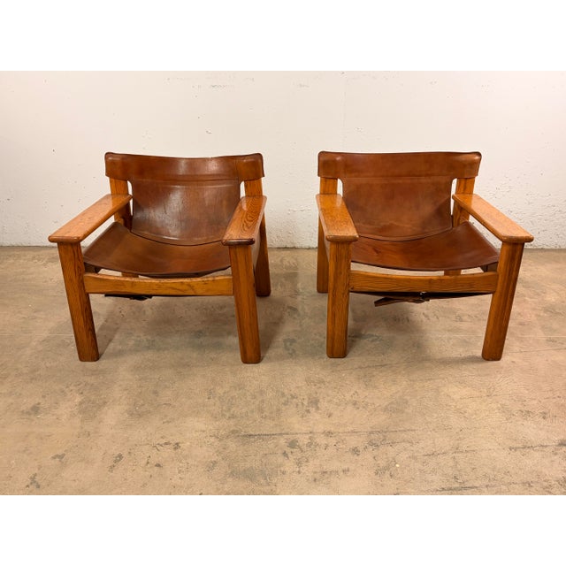 Natura Armchairs in Pine Wood and Leather by Karin Mobring for Ikea, 1970s, Set of 2, in Good conditions. Designed 1970 to...