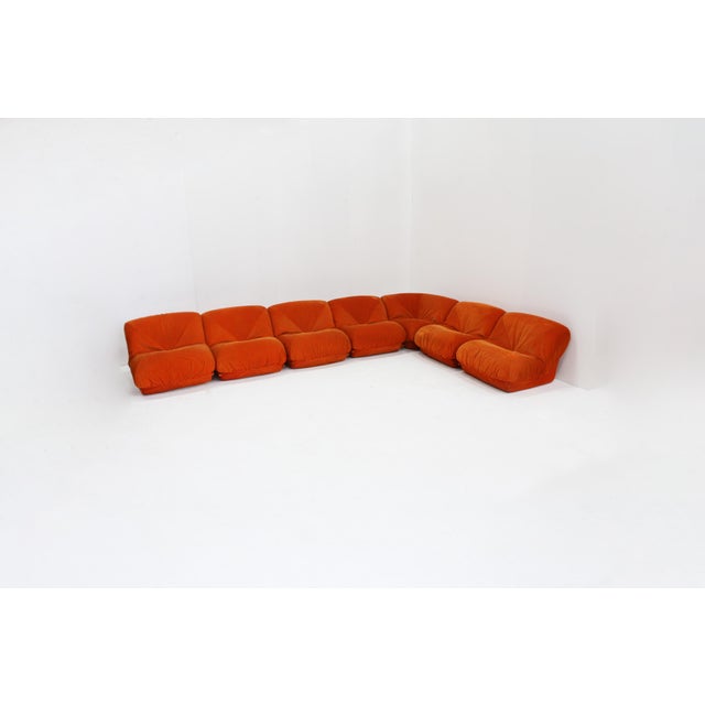 Airborne Patate Modular Sofa in Orange Corduroy from Airborne, 1970s, Set of 7 For Sale - Image 4 of 14