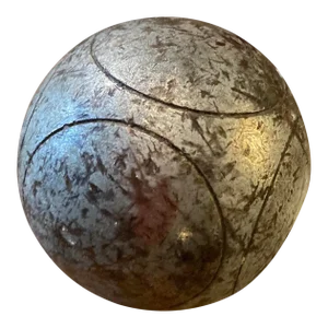 1950s Steel Baseball With Similar Pattern to Baseball Cut Into the Steel