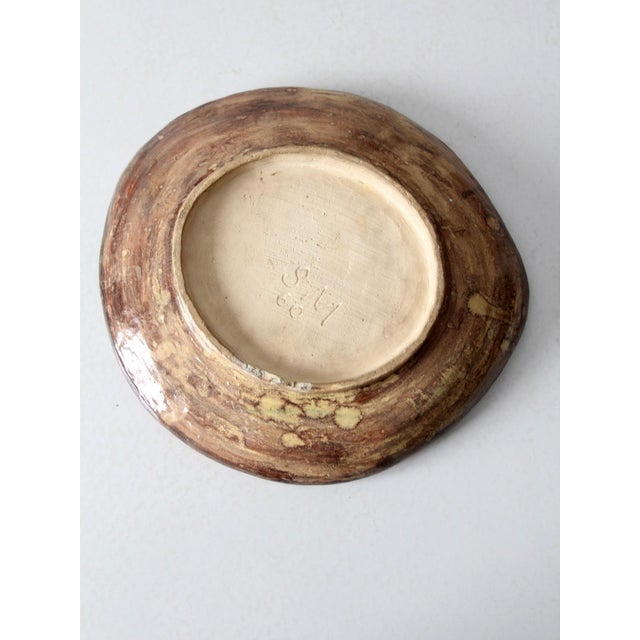 Vintage Coastal Freeform Studio Pottery Platter For Sale - Image 9 of 11