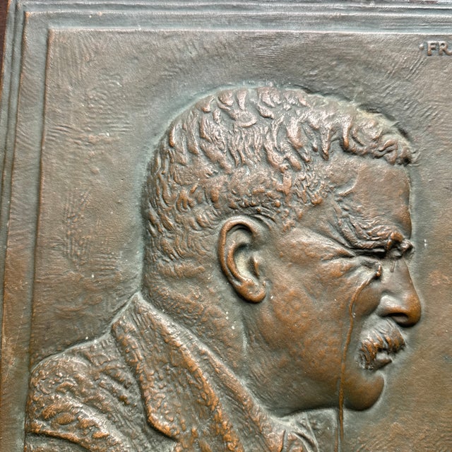 1920 James Earle Fraser Theodore Roosevelt Bronze Bas-Relief Memorial Plaque For Sale - Image 4 of 8