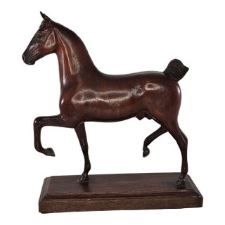 Peter Giba Hand Carved Wood Horse Folk Art Sculpture Unsigned For Sale