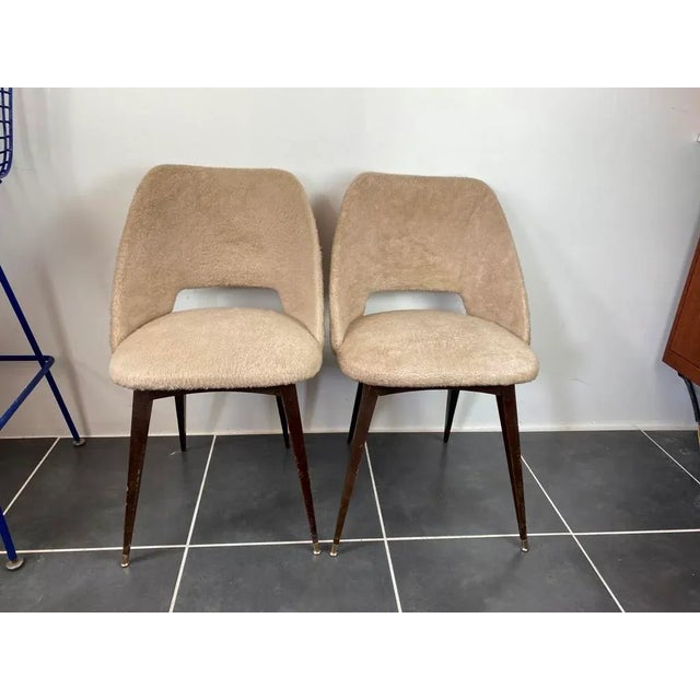 Beige Barrel Chair with Compass Feet, 1960s For Sale - Image 12 of 13