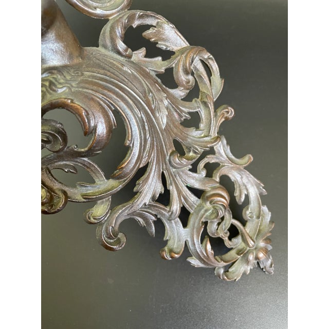 Antique Bronze French Lady Sculptural Wall Match Holder For Sale - Image 12 of 12