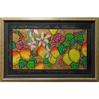 1990s Luis Sottil Un Paisage Hawaiano Fruits W/Frame Original Color Naturalismo Art For Sale