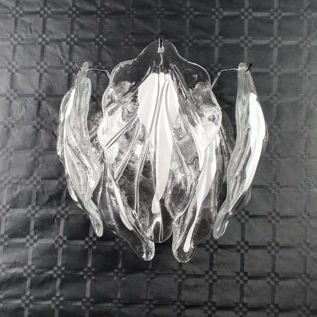 Vintage murano wall lamp, mazzega style, 1980s, suitable for any space. This wall lamp is composed of five handmade murano...