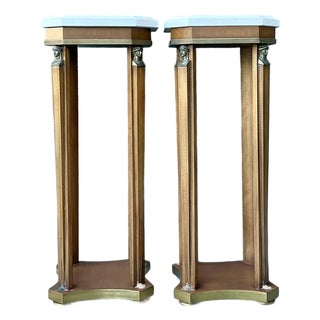 Vintage Ormolu Stone Top Pedestals - A Pair For Sale