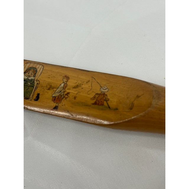 Late 19th Century Antique Victorian Hand Painted Wood Paper Knife With Kate Greenaway Style Figures, Circa 1880s For Sale - Image 5 of 9