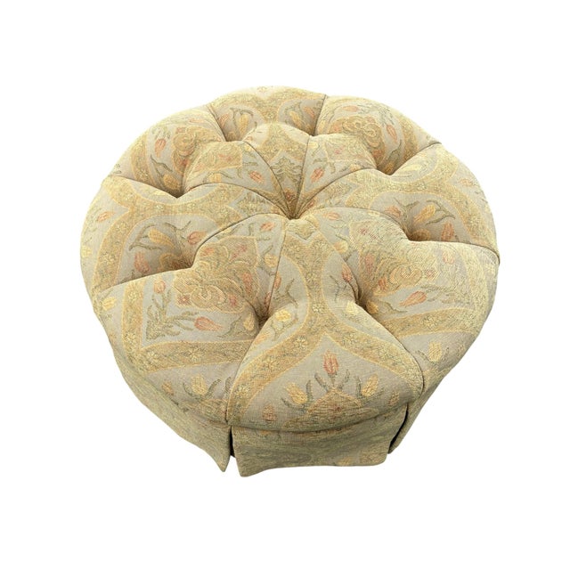 French Abusson Style Upholstered Skirted Ottoman by Pearson For Sale In New York - Image 6 of 9