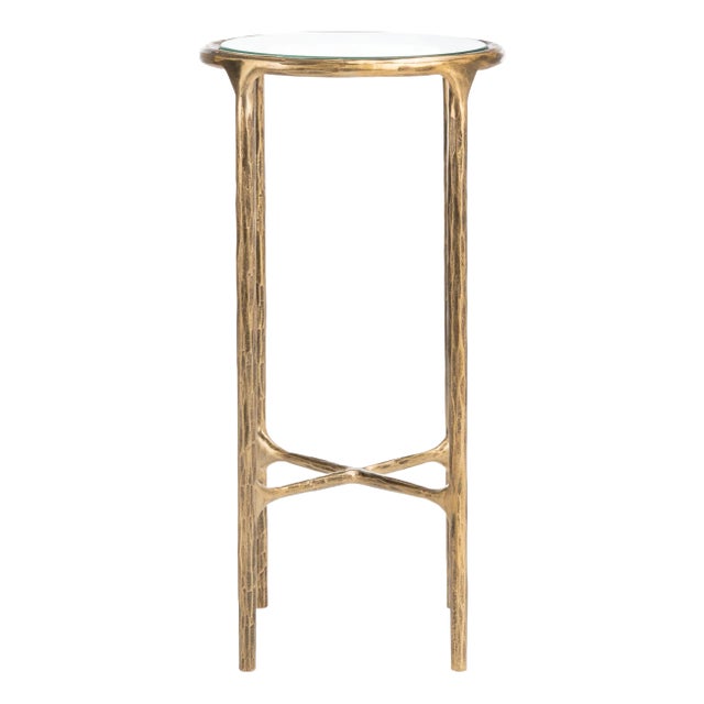 Jessa Metal Tall Round End Table - Brass For Sale