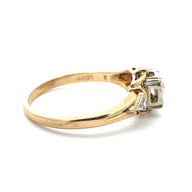Antique 14k Two Tone Gold Diamond Ring, Size 6.25 For Sale In New York - Image 6 of 10