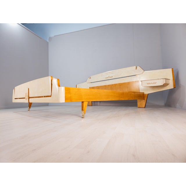 Mid-Century Italian Parchment Double Bed attributed to Giovanni Gariboldi, 1950s For Sale - Image 12 of 18