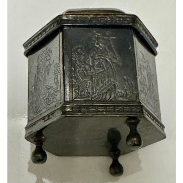 Vintage 1985 Etched Sterling Silver Dutch Marriage Box/Trinket Box For Sale - Image 4 of 12