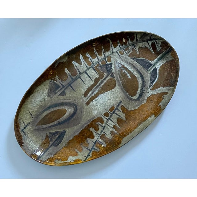 Mid 20th Century Large Hand Painted Abstract Ceramic Platter Stamped Madoura Plein Feu Brutalist For Sale In Miami - Image 6 of 16