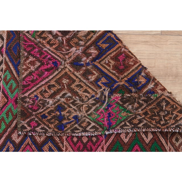 Textile 1970s Vintage Turkish Oushak Handmade Wool Cotton Pink Runner Rug For Sale - Image 7 of 11