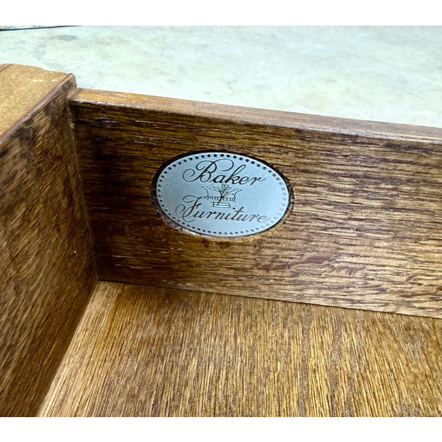 Mid 20th Century Vintage Baker Furniture French Regency Louis XVI Style Burled Walnut Two-Tier Side Table For Sale - Image 5 of 12