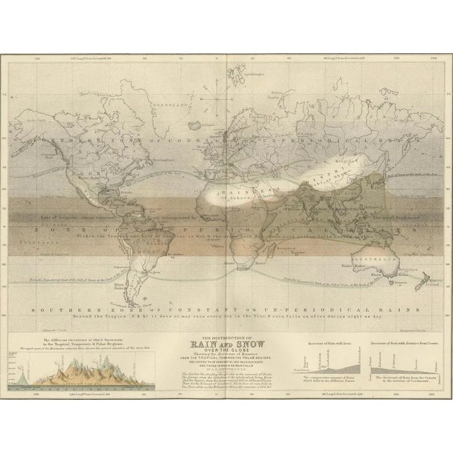 Rain and Snow Map by A.K. Johnston, 1852 For Sale - Image 10 of 11