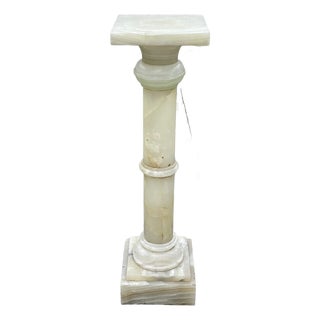 Antique Victorian - Art Deco Era Alabaster Rotating Stone Pedestal Fern Stand For Sale