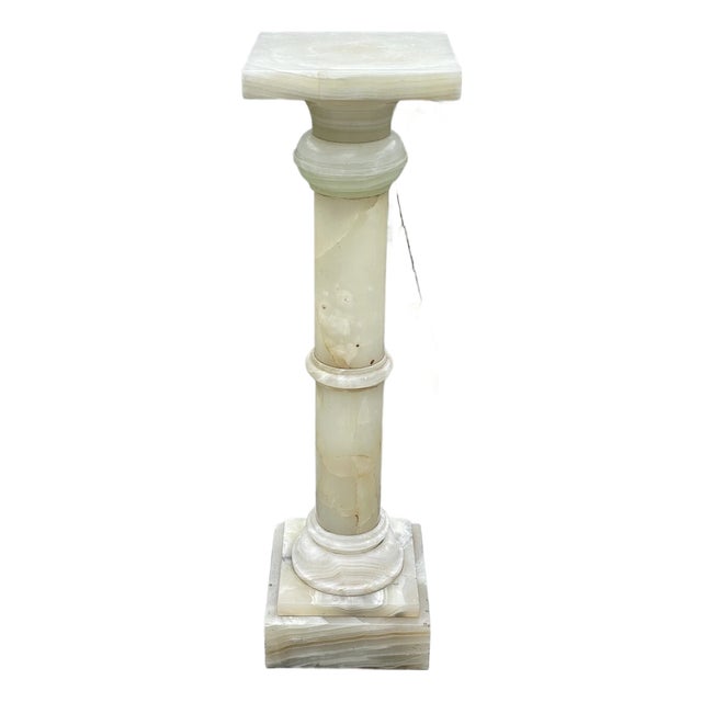 Antique Victorian - Art Deco Era Alabaster Rotating Stone Pedestal Fern Stand For Sale