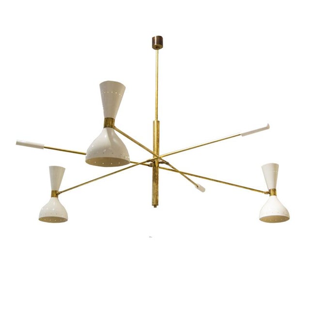 Mid-Century Italian Chandelier in Brass and Aluminum, 1960s For Sale - Image 10 of 10