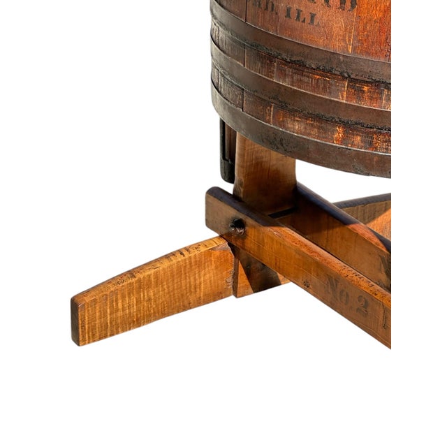 Antique Oaken Barrel Butter Churn on Tiger Maple Frame Showroom Quality For Sale - Image 9 of 12
