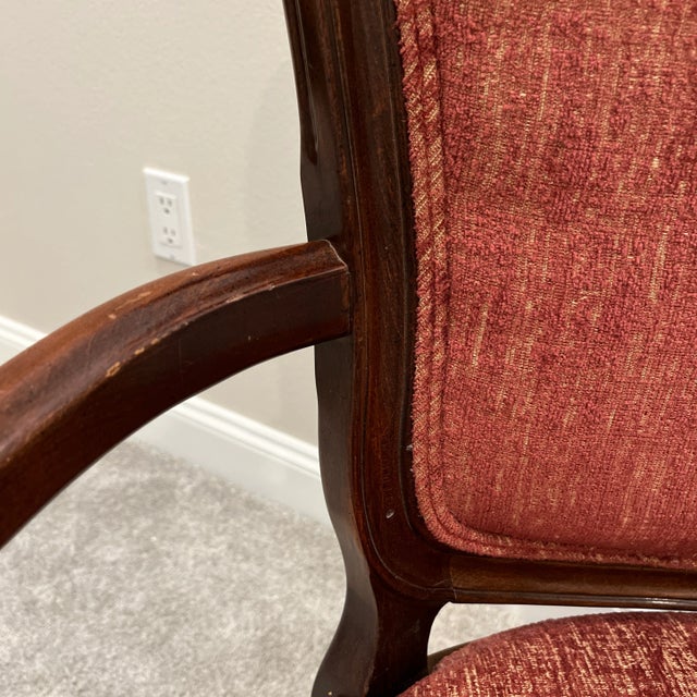 1990s Set of 2 Century Furniture French Provincial Mahogany Captains Chairs For Sale In Palm Springs - Image 6 of 13