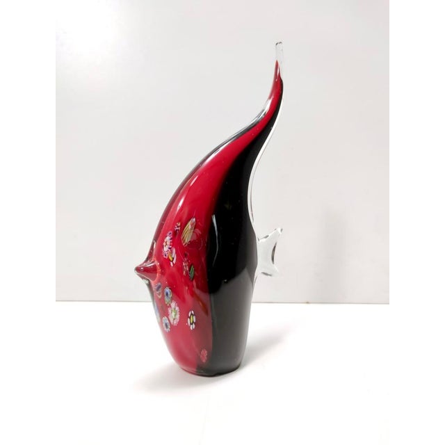 Black Vintage Black and Red Blown Murano Glass Fish, 1980s For Sale - Image 8 of 15