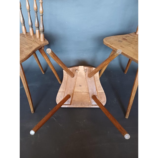 Brown Antique Slovenian Alps Farm Chairs, 1930s, Set of 3 For Sale - Image 8 of 9