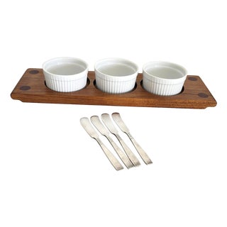 Vintage Teak Wood Snack Set, 8 Pieces For Sale