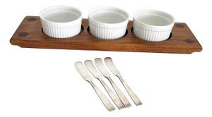 Vintage Teak Wood Snack Set, 8 Pieces
