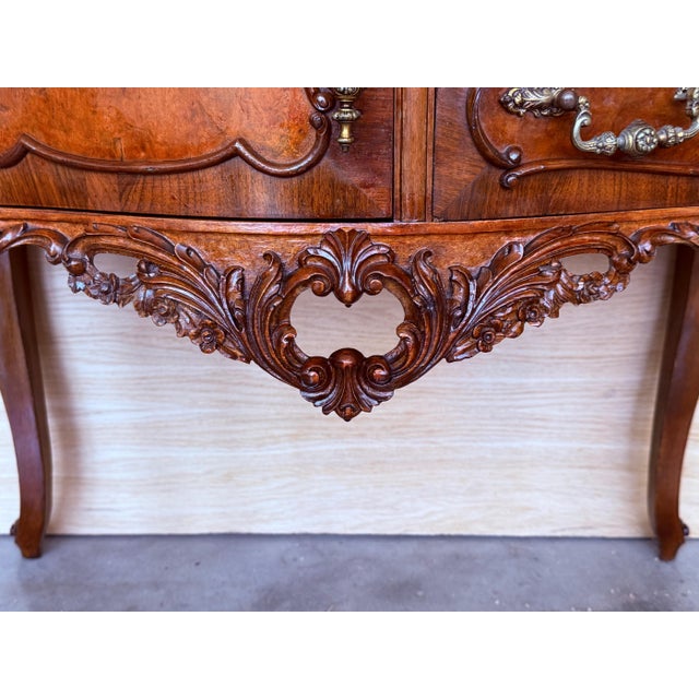 Carved French Nightstands with doors and Marble Top, 1930s, Set of 2 For Sale - Image 12 of 18