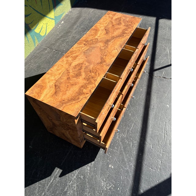 Brown Postmod Faux Burl & Chrome Niner For Sale - Image 8 of 11