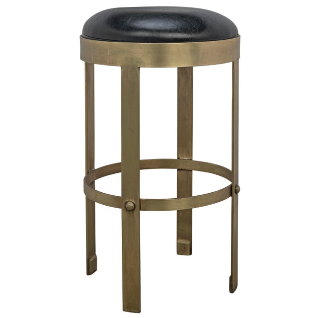 2020s NOIR Prince Counter Stool with Leather in Brass Finish For Sale - Image 5 of 5