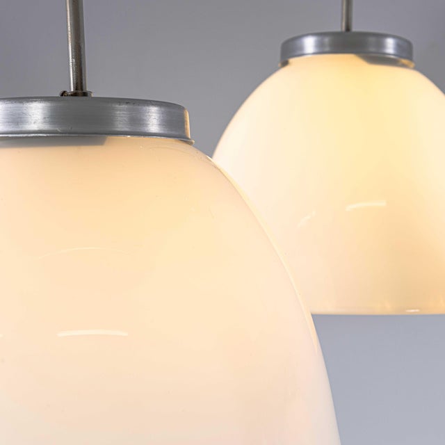 White Vintage Opaline Pendant Lamp, 1950s For Sale - Image 8 of 11