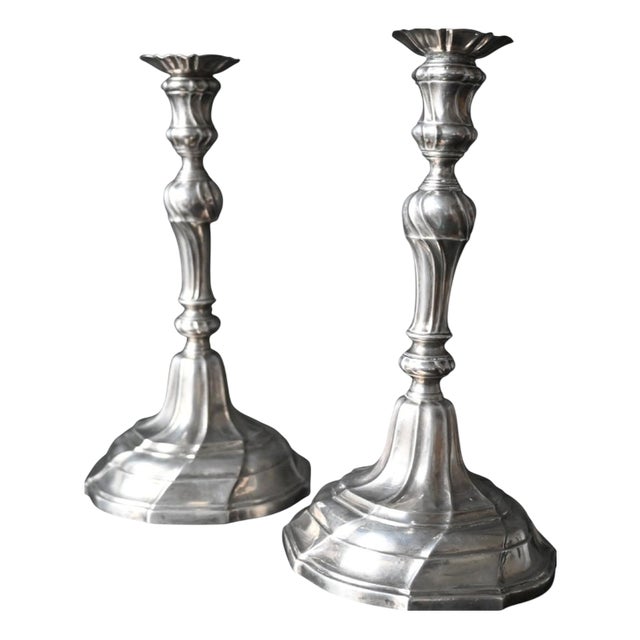 Louis XV Silver Candlesticks from Mons, Bergen, Austria, 1780, Set of 2 For Sale