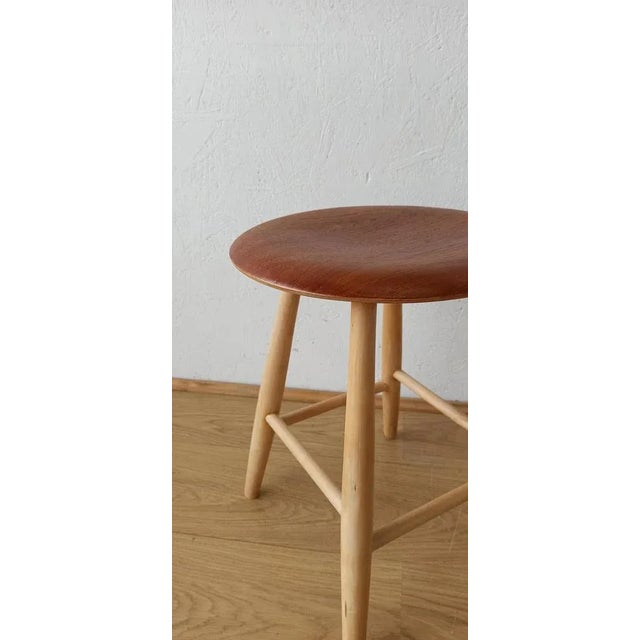 Wooden stool from Sweden, 1960s. Wood cleaned and protected. Teak seat. Beautiful, solid thing. An item that is always...