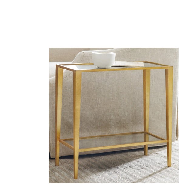 Traditional Modern History Large Gilt Chairside Table - Gold Leaf For Sale - Image 3 of 3