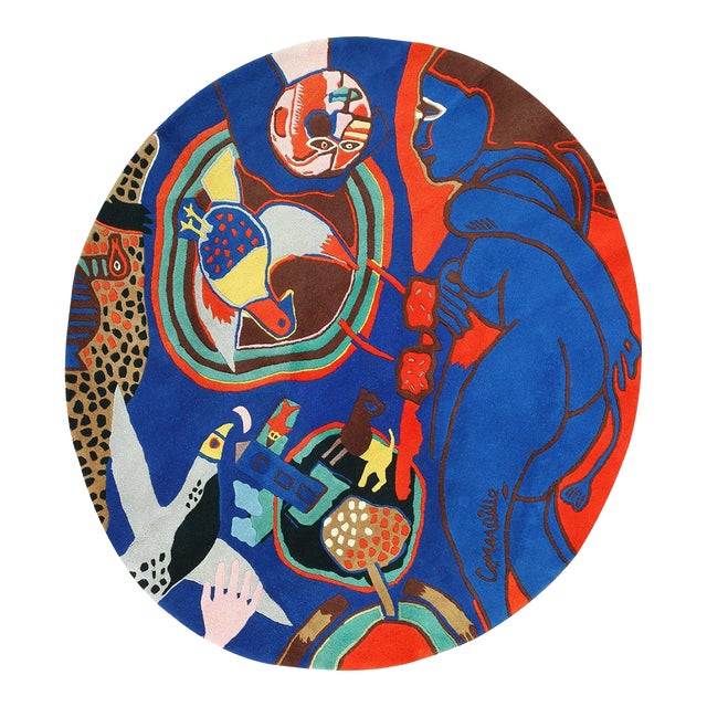 Nazmiyal Collection Vintage Round Corneille Art Rug For Sale