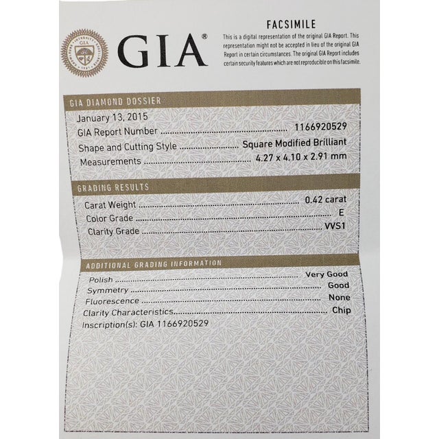 White Late 20th Century 14k White Gold Square Cut Diamond Engagement Ring For Sale - Image 8 of 9