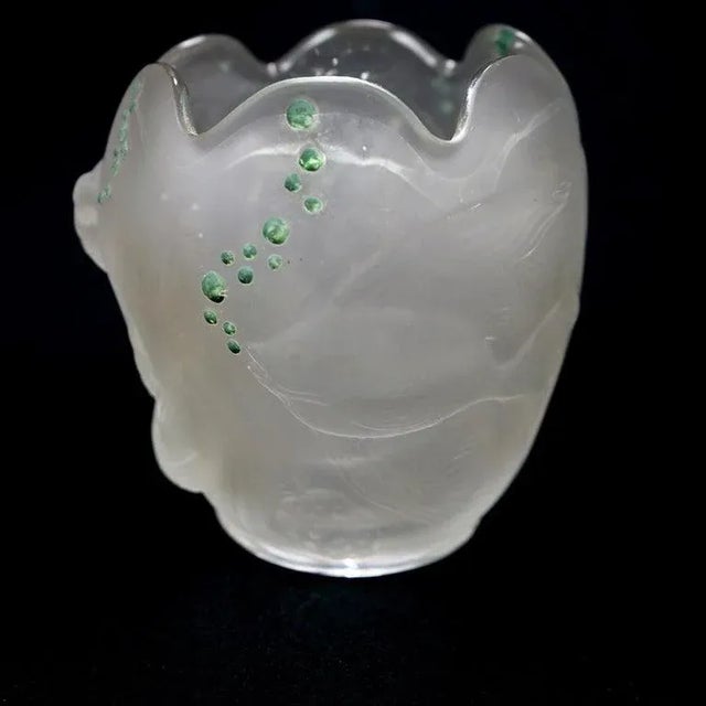 Transparent Lalique School Embossed & Enameled Fish Vase 20th Century For Sale - Image 8 of 12