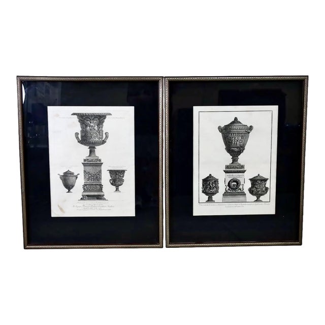 Pair 18th Century Giovanni Battista Piranesi Engravings of Urns For Sale