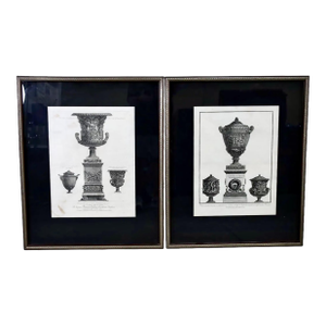 Pair 18th Century Giovanni Battista Piranesi Engravings of Urns