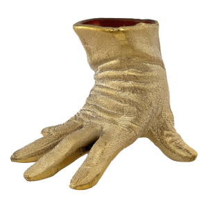 Vintage 1970s Metallic Gold Glitter Hand Glove Ceramic Vase Trompe l'Oeil Pop Art Sculpture