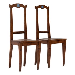 Antique English Arts and Crafts Chairs in Wood, 1890, Set of 2 For Sale